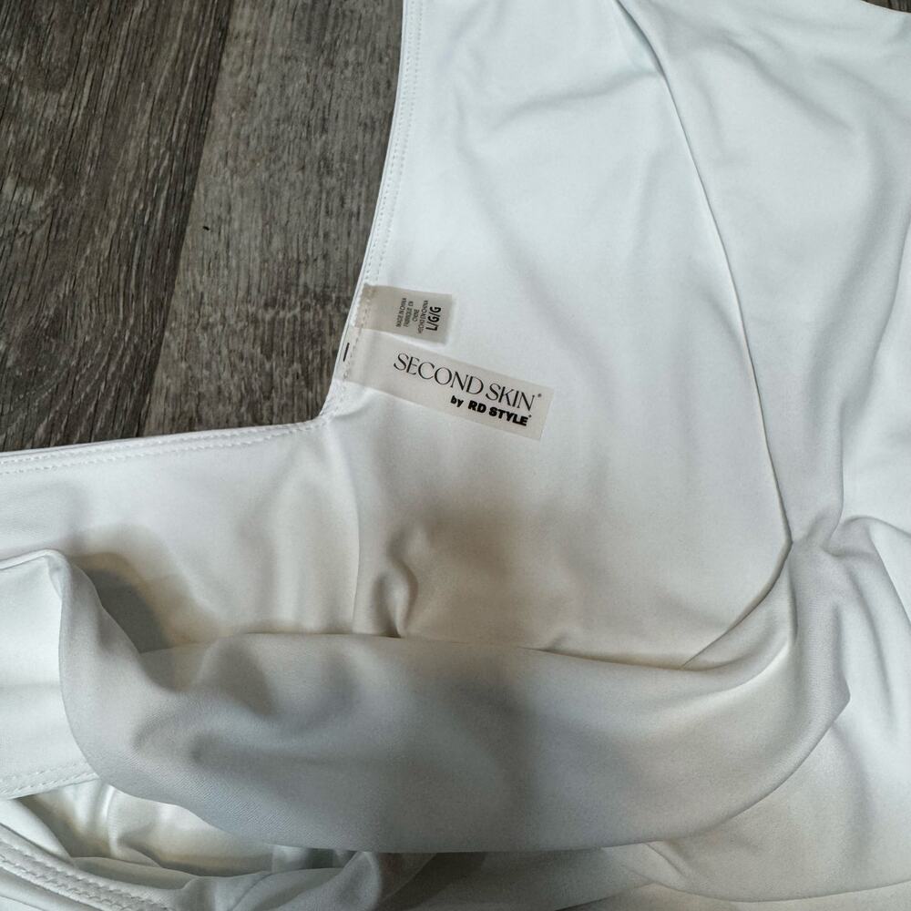 White V-Neck Women's Bodysuit - Picture 3 of 3